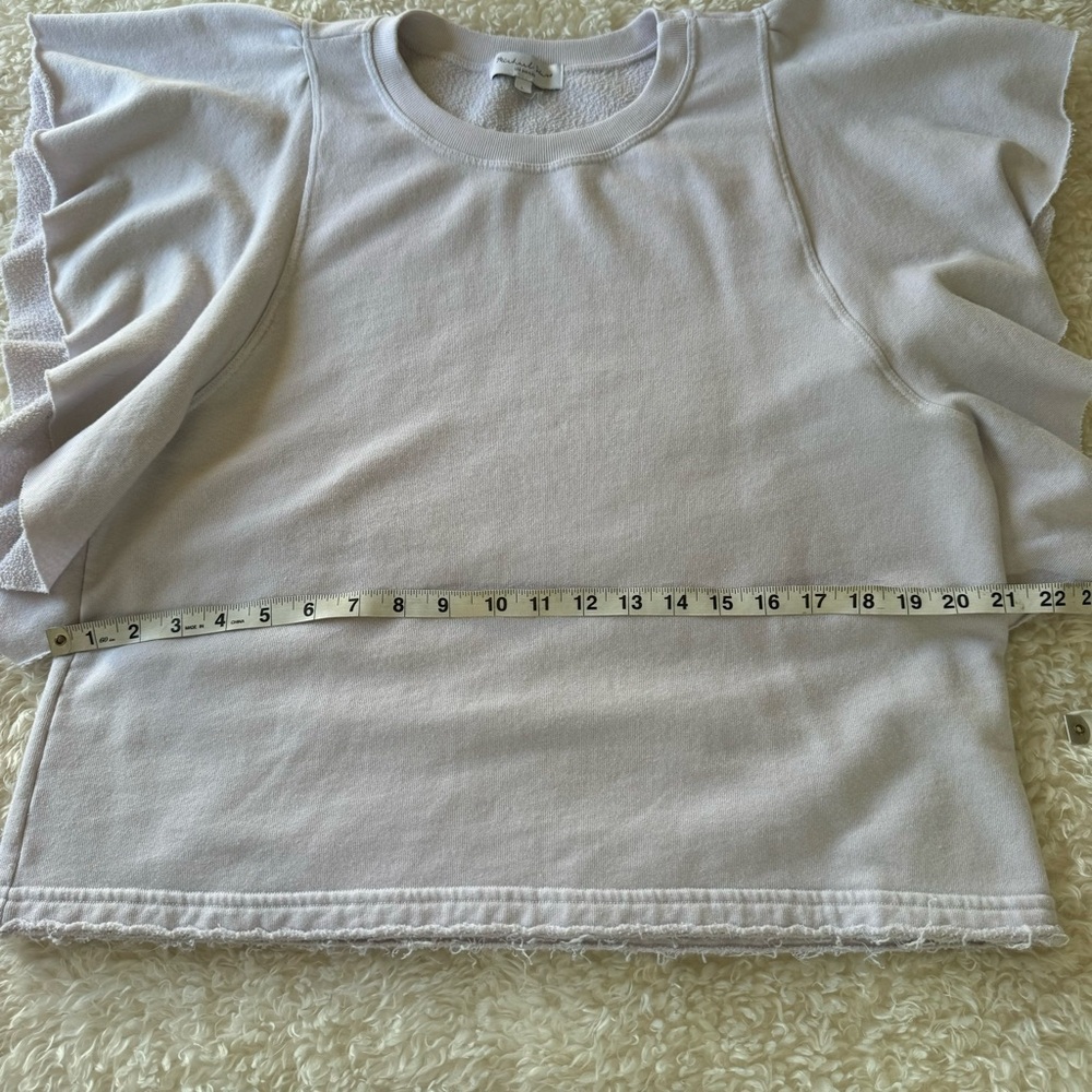 Michael Stars sweatshirt cascading ruffle short sleeve French terry top size L - Picture 5 of 11